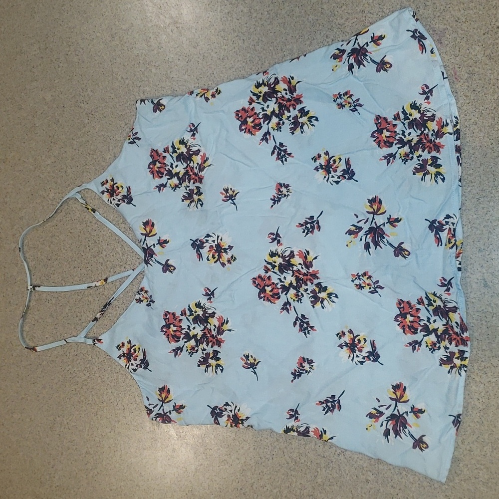 Sky Blue Floral Tank/Blouse